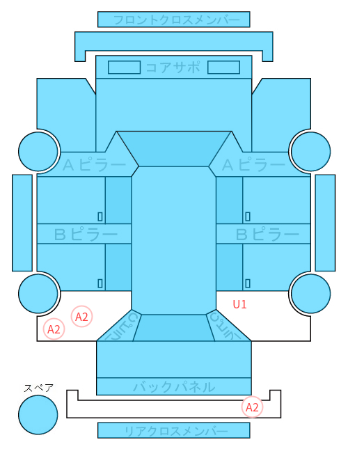 Body condition diagram (damage marks, Japanese labels)