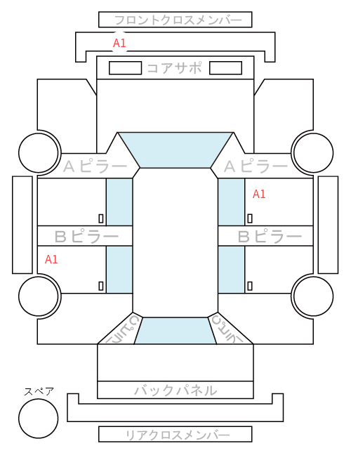 Body condition diagram (damage marks, Japanese labels)