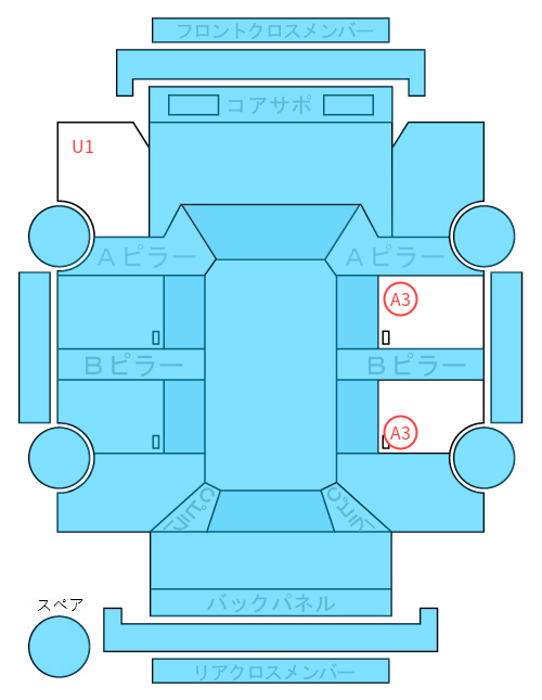 Body condition diagram (damage marks, Japanese labels)