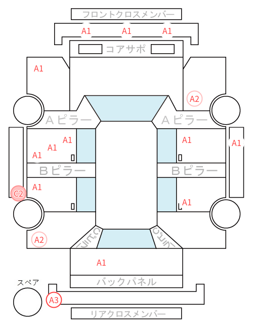 Body condition diagram (damage marks, Japanese labels)