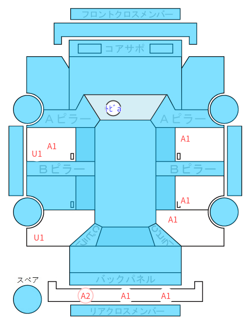 Body condition diagram (damage marks, Japanese labels)