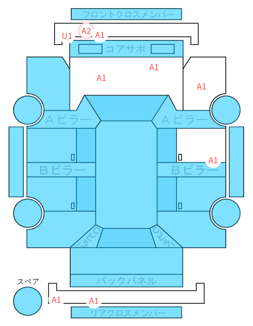 Body condition diagram (damage marks, Japanese labels)