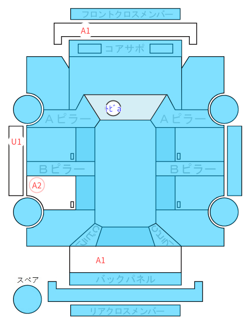 Body condition diagram (damage marks, Japanese labels)