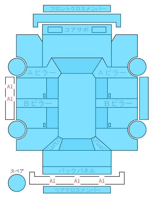 Body condition diagram (damage marks, Japanese labels)