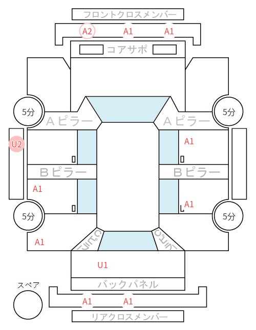 Body condition diagram (damage marks, Japanese labels)