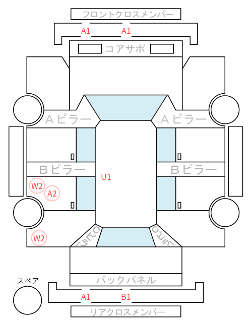 Body condition diagram (damage marks, Japanese labels)