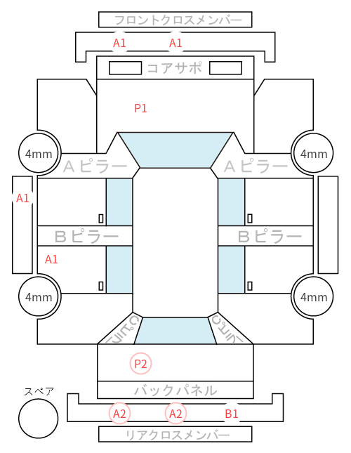 Body condition diagram (damage marks, Japanese labels)