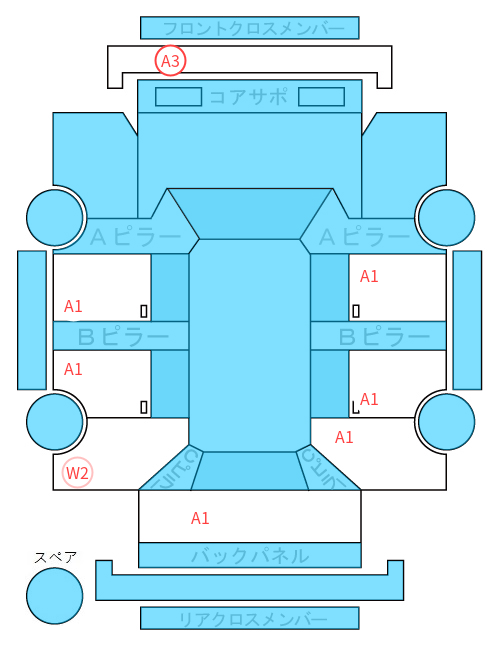 Body condition diagram (damage marks, Japanese labels)