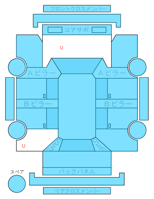 Body condition diagram (damage marks, Japanese labels)