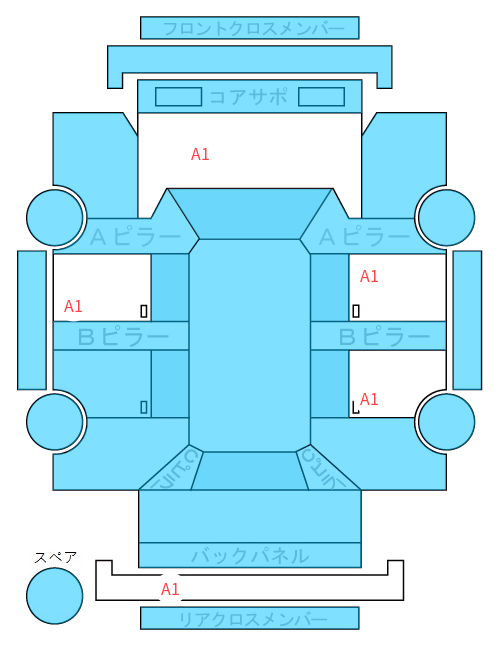 Body condition diagram (damage marks, Japanese labels)