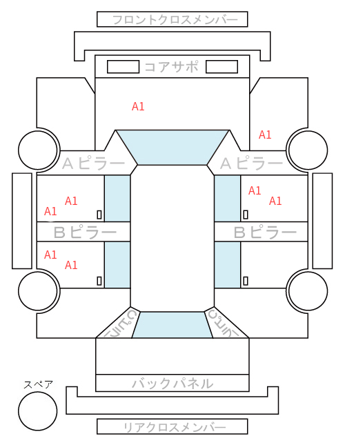 Body condition diagram (damage marks, Japanese labels)