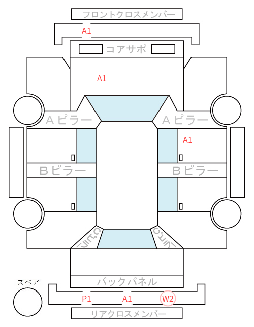 Body condition diagram (damage marks, Japanese labels)