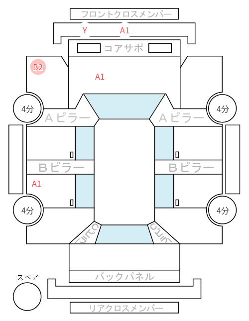 Body condition diagram (damage marks, Japanese labels)