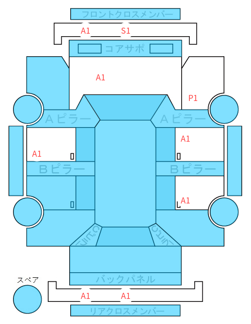 Body condition diagram (damage marks, Japanese labels)