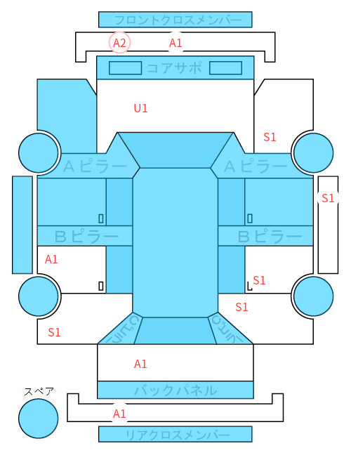 Body condition diagram (damage marks, Japanese labels)