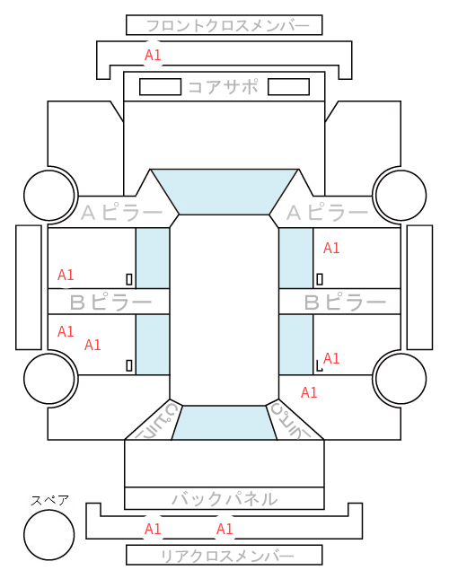 Body condition diagram (damage marks, Japanese labels)