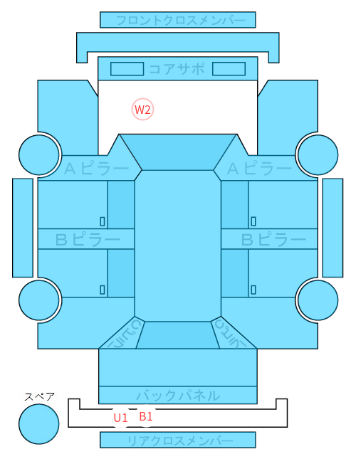 Body condition diagram (damage marks, Japanese labels)