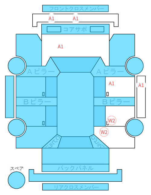 Body condition diagram (damage marks, Japanese labels)