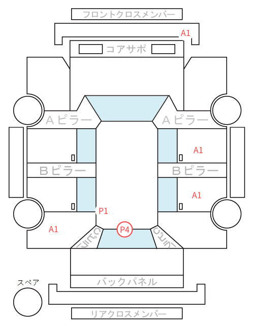 Body condition diagram (damage marks, Japanese labels)
