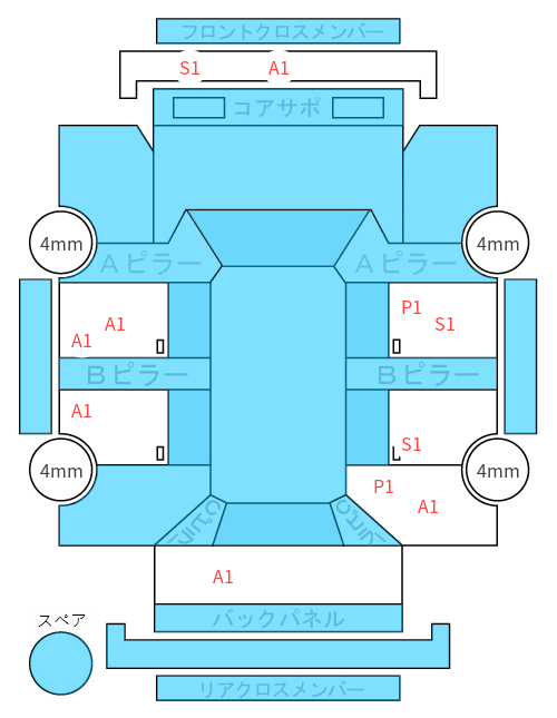 Body condition diagram (damage marks, Japanese labels)