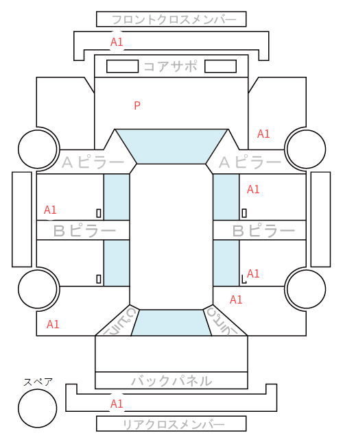 Body condition diagram (damage marks, Japanese labels)
