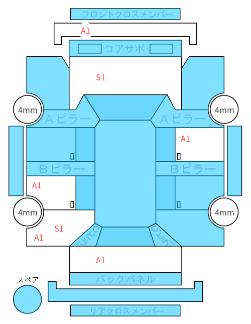Body condition diagram (damage marks, Japanese labels)