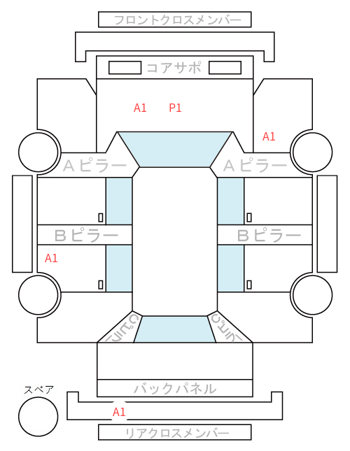 Body condition diagram (damage marks, Japanese labels)