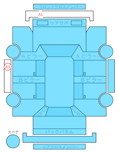 Body condition diagram (damage marks, Japanese labels)