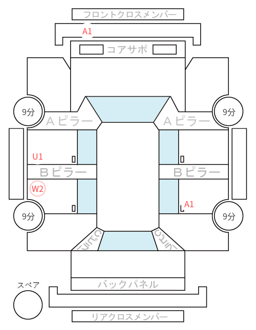 Body condition diagram (damage marks, Japanese labels)
