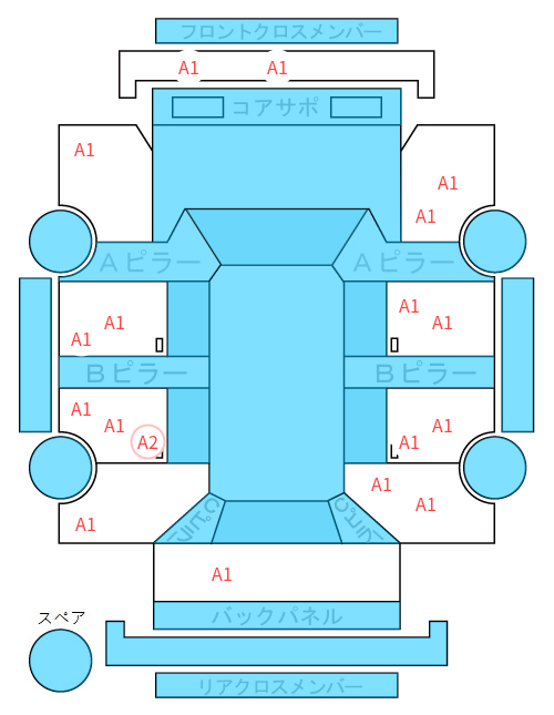 Body condition diagram (damage marks, Japanese labels)