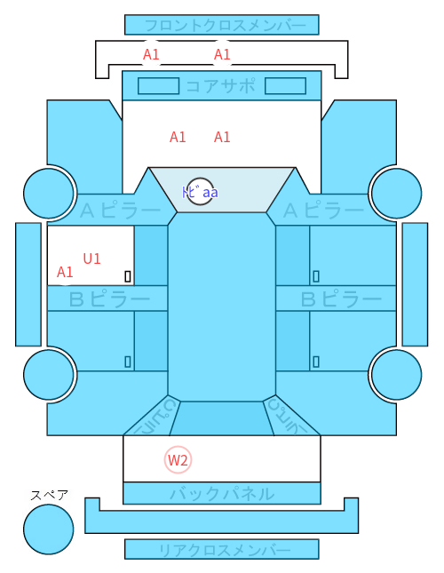 Body condition diagram (damage marks, Japanese labels)