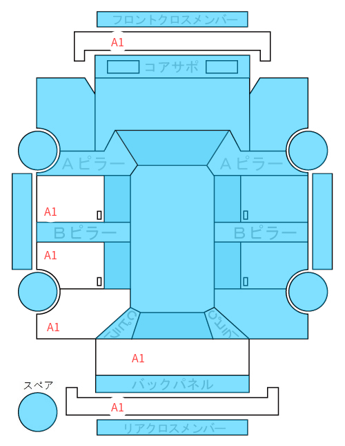 Body condition diagram (damage marks, Japanese labels)