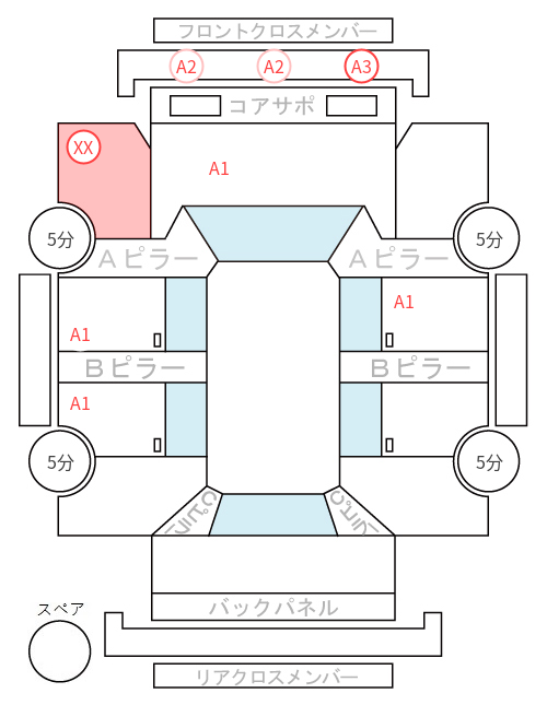Body condition diagram (damage marks, Japanese labels)