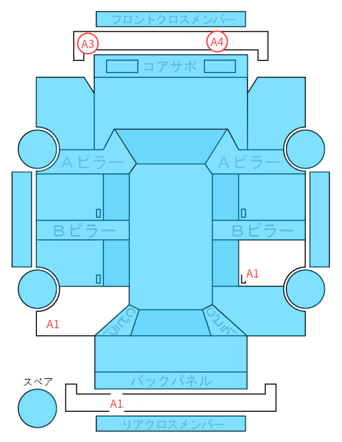 Body condition diagram (damage marks, Japanese labels)