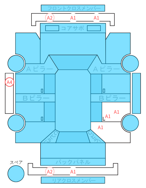 Body condition diagram (damage marks, Japanese labels)