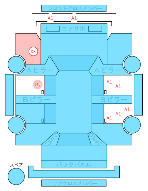 Body condition diagram (damage marks, Japanese labels)