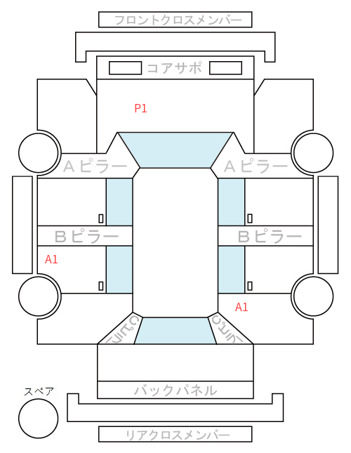 Body condition diagram (damage marks, Japanese labels)