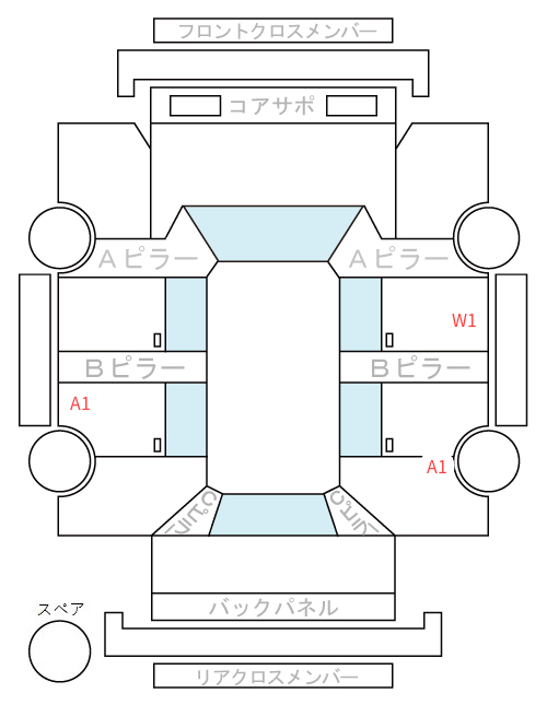 Body condition diagram (damage marks, Japanese labels)