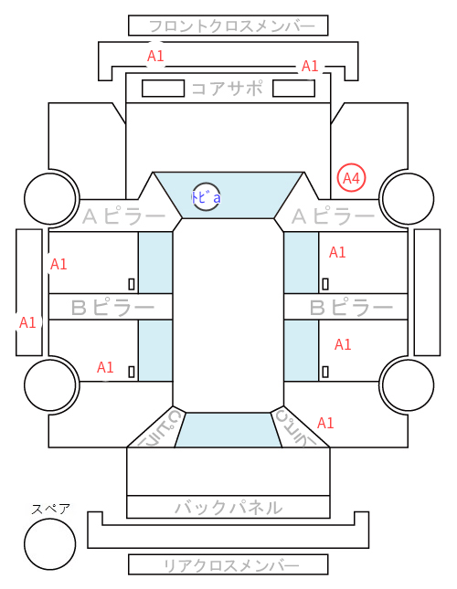 Body condition diagram (damage marks, Japanese labels)