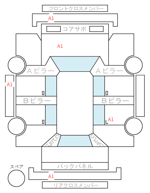 Body condition diagram (damage marks, Japanese labels)
