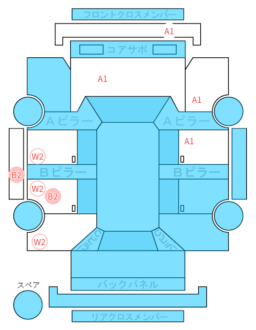 Body condition diagram (damage marks, Japanese labels)