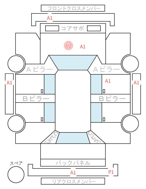 Body condition diagram (damage marks, Japanese labels)