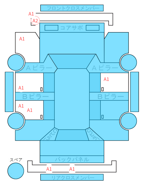 Body condition diagram (damage marks, Japanese labels)