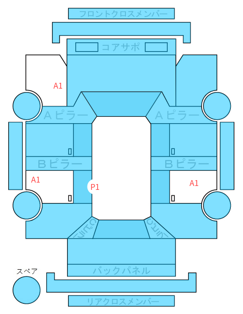 Body condition diagram (damage marks, Japanese labels)