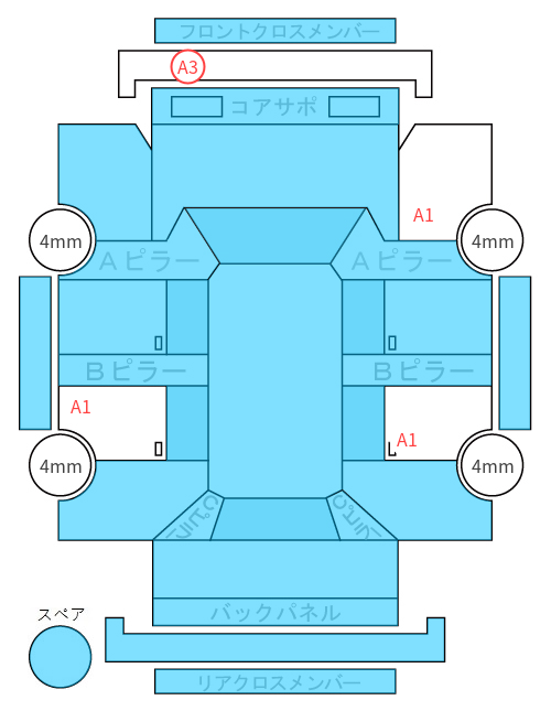 Body condition diagram (damage marks, Japanese labels)