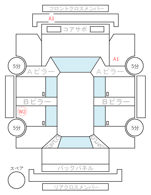 Body condition diagram (damage marks, Japanese labels)