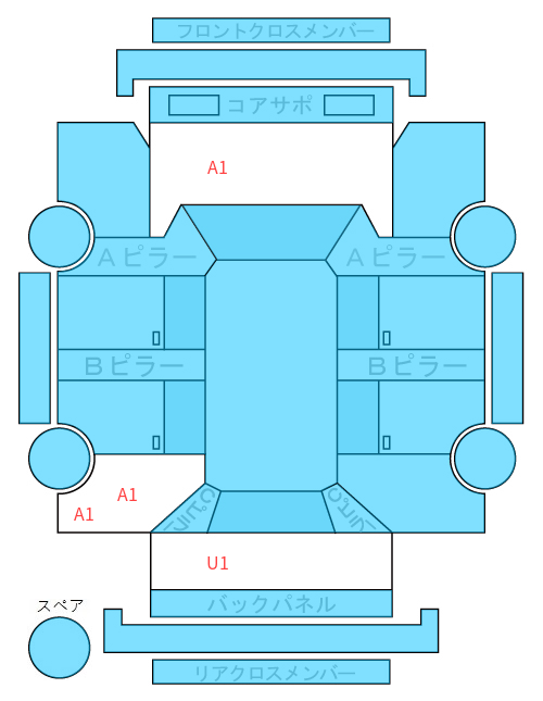 Body condition diagram (damage marks, Japanese labels)