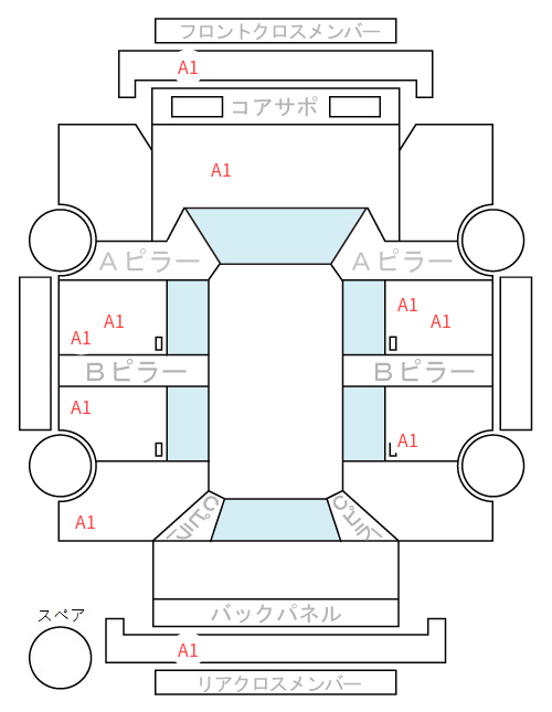 Body condition diagram (damage marks, Japanese labels)