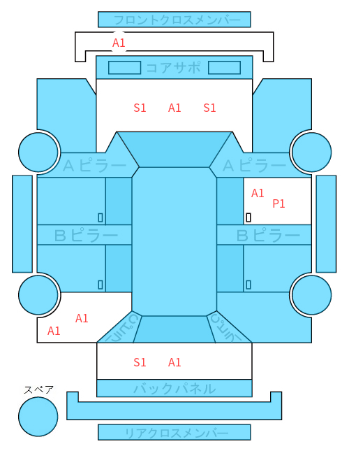Body condition diagram (damage marks, Japanese labels)