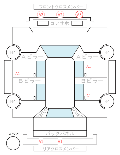 Body condition diagram (damage marks, Japanese labels)